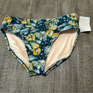 Garnet Hill Teal and Yellow Swimwear Bikini bottom